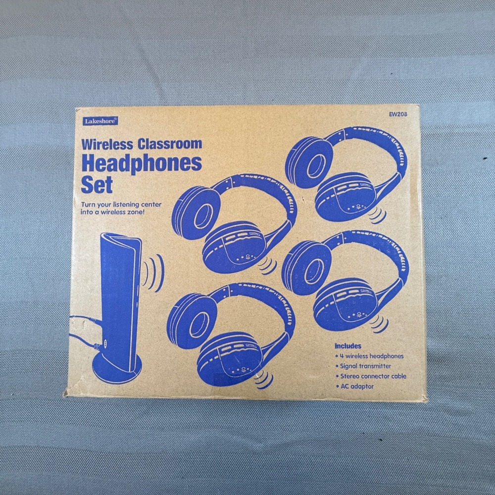 Lakeshore Wireless Classroom Headphones Set EW208 4 Headsets Transmitter 916MHz